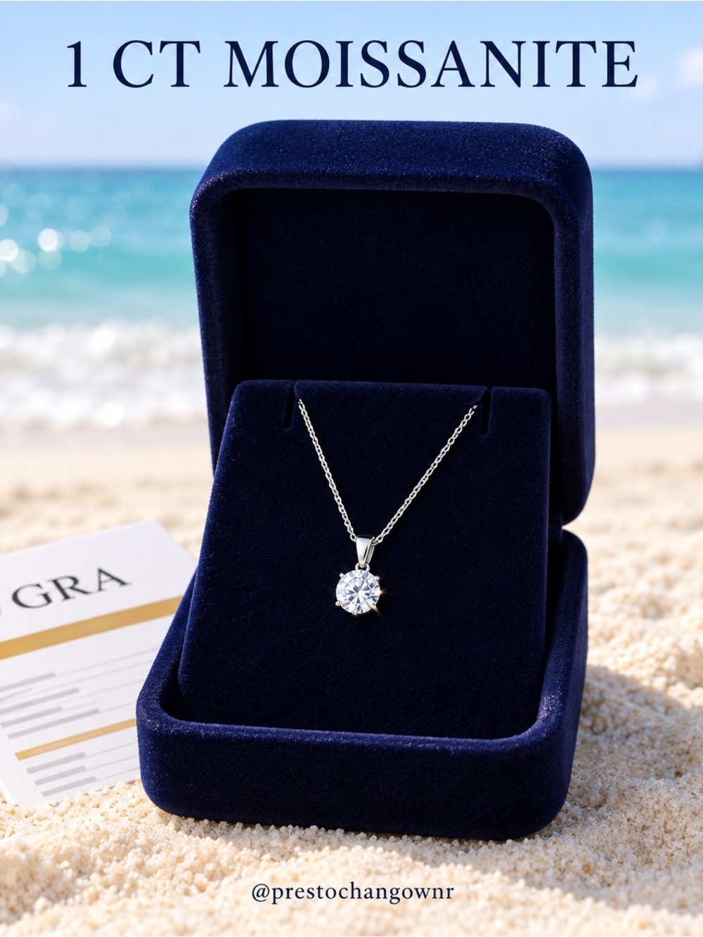 1 CT D VVS1 Moissanite Sterling Silver Necklace With GRA Report